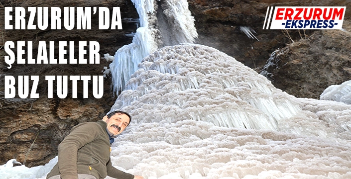 Erzurum'da şelaleler buz tuttu