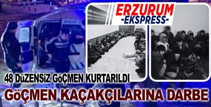 48 düzensiz göçmen kurtarıldı, 4 organizatör tutuklandı
