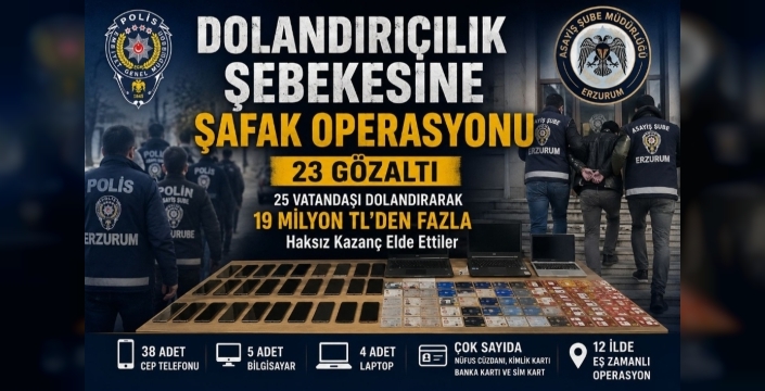 Erzurum merkezli dev dolandırıcılık operasyonu: 23 gözaltı