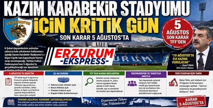 Kazım Karabekir Stadyumu İçin Kritik Gün: Son Karar 5 Ağustos'ta