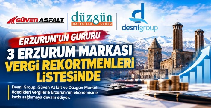 Erzurum’un gurur tablosu: Desni Group, Güven Asfalt ve Düzgün Market vergi rekortmenleri listesinde